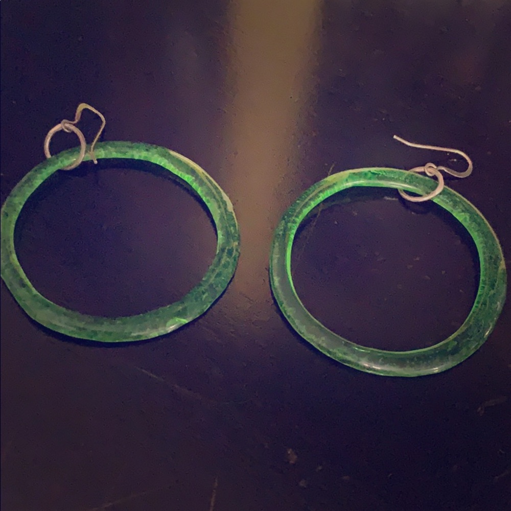 Green hoop earrings